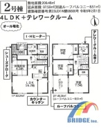 2号棟間取図です。
駐車2台可能で、玄関まわりすっきりSIC付き。
靴以外もアウトドア用品、ベビーカー等もたくさん収納できます。